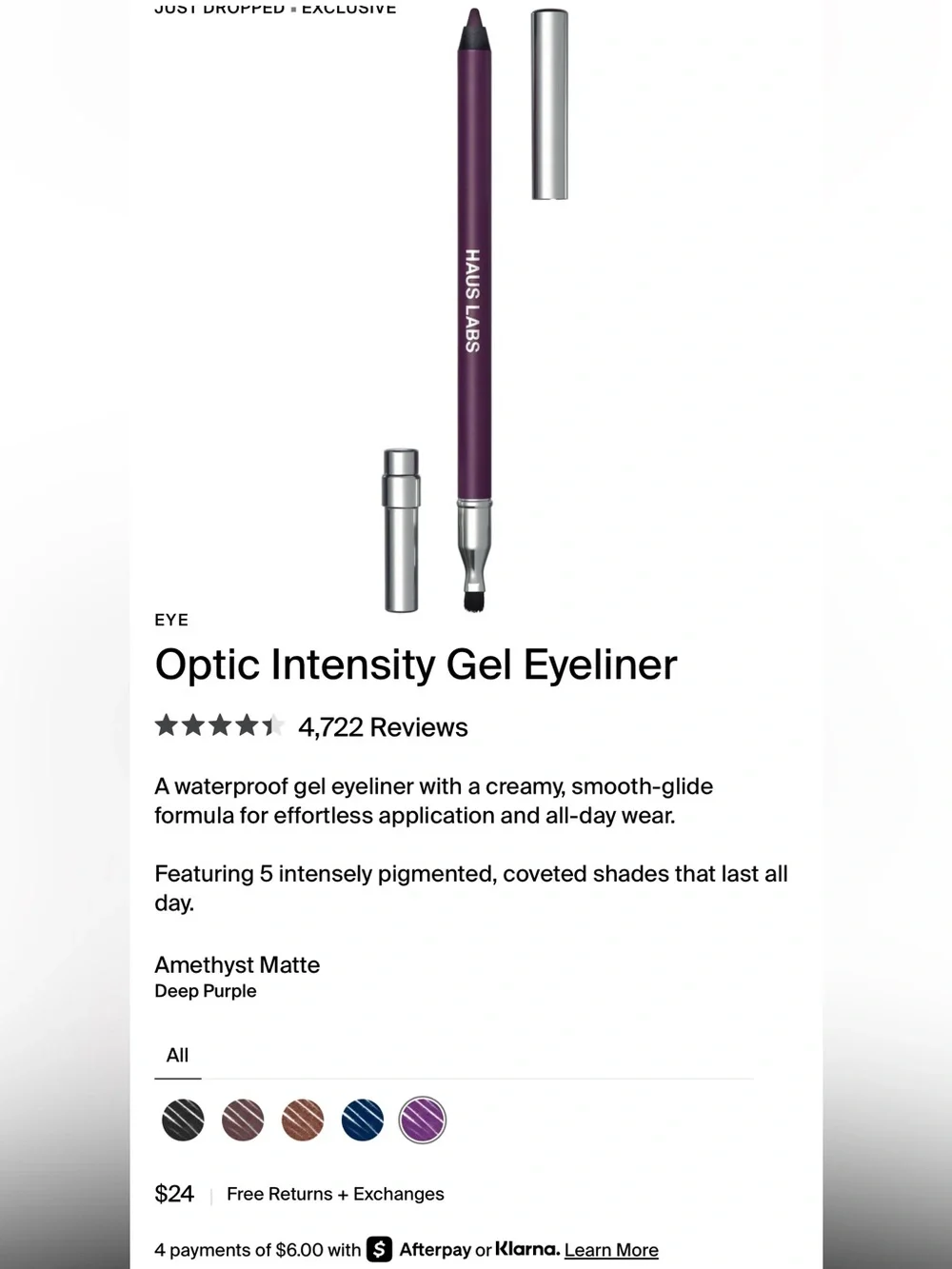 Haus Labs Optic Intensity Gel Eyeliner - Amethyst Matte